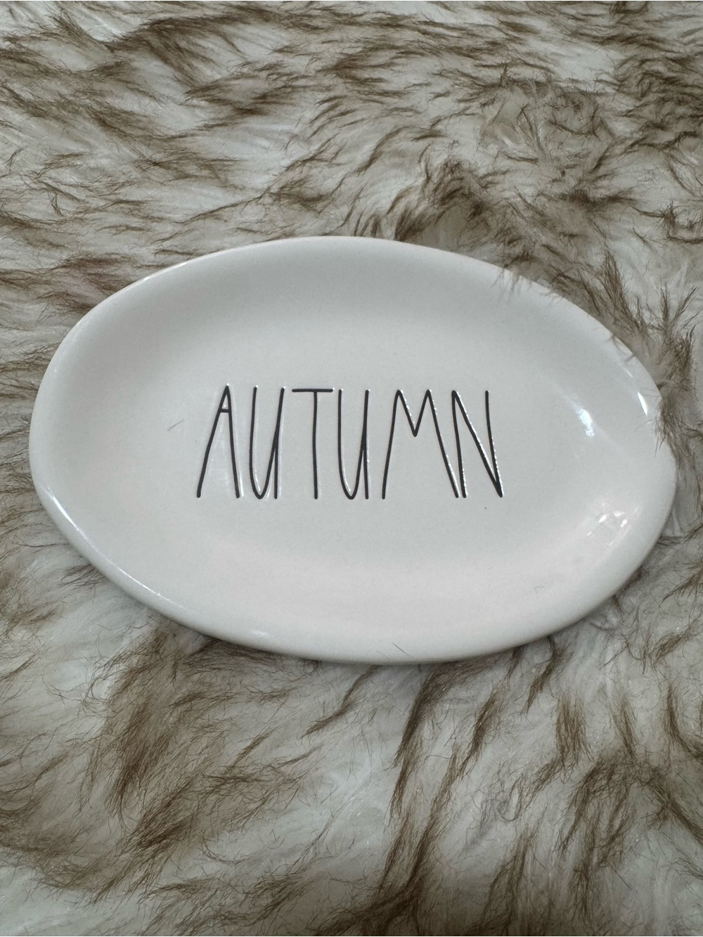 Rae Dunn White 'AUTUMN' Ceramic Oval Dish appetizer plate